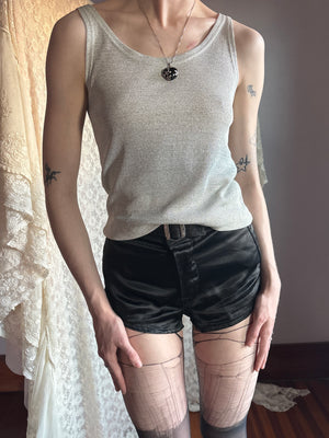 1990s Silver Grey Glitter Caché Tank Top