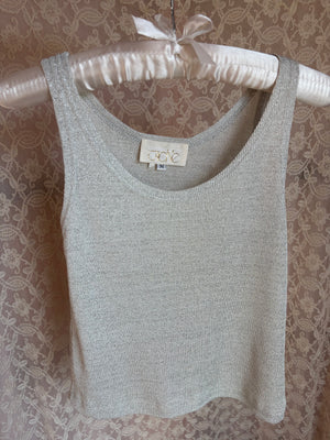 1990s Silver Grey Glitter Caché Tank Top