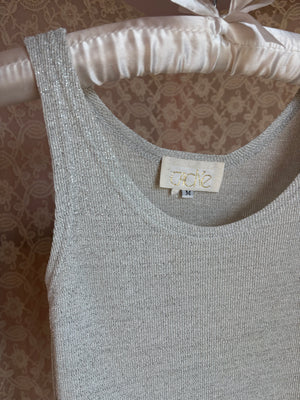 1990s Silver Grey Glitter Caché Tank Top