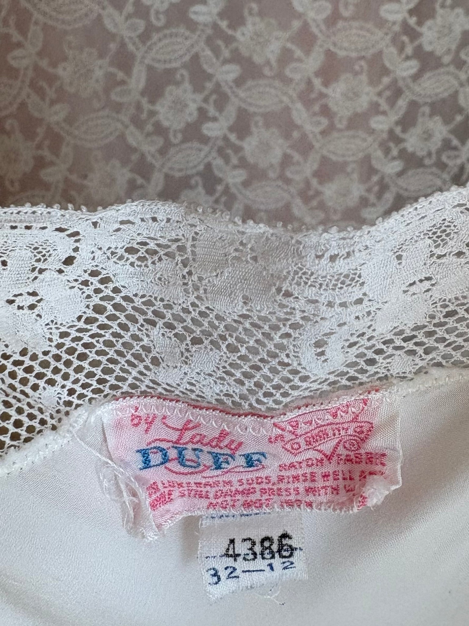 1940s White Bow Bias Cut Slip Rayon Sheer Mesh Lace Trim Dress