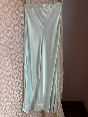 1970s Light Blue Satin Pants Wide Leg