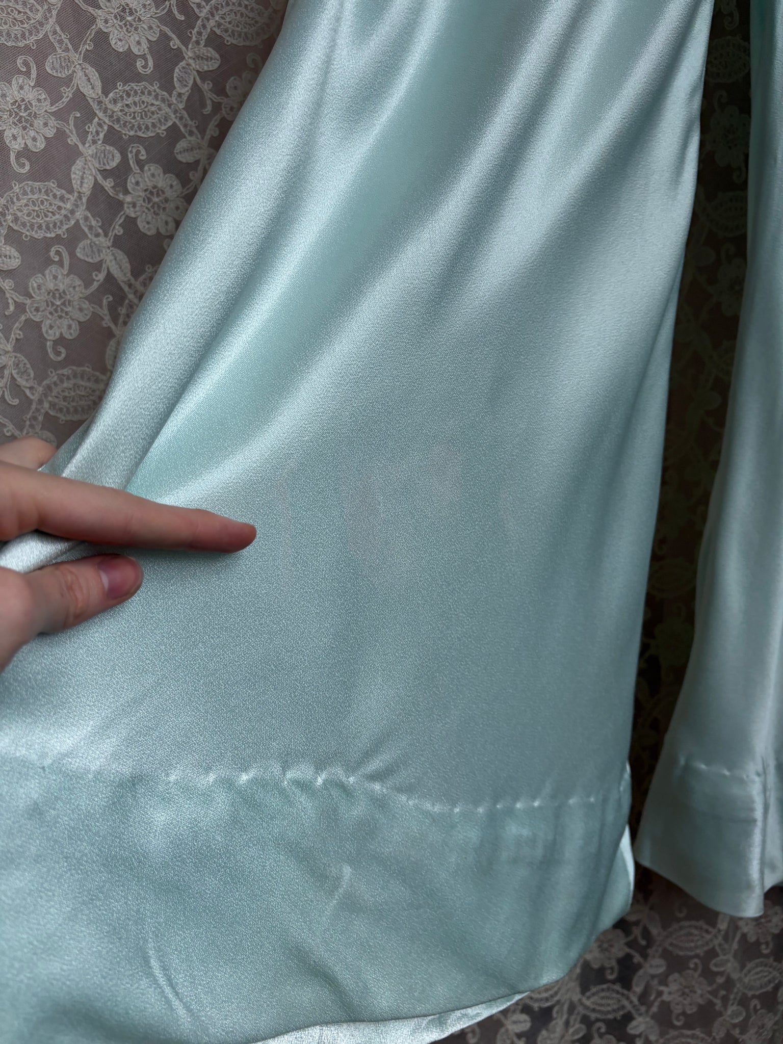 1970s Light Blue Satin Pants Wide Leg