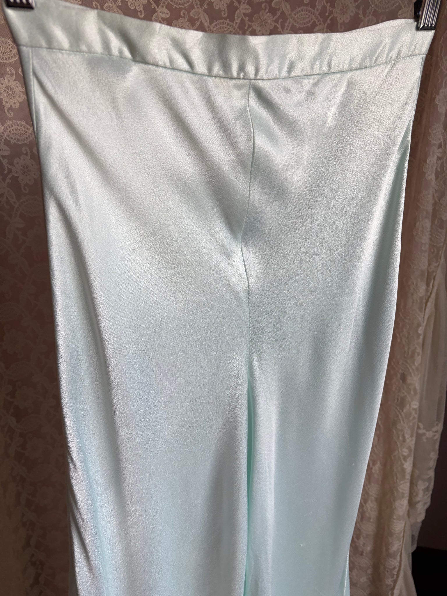 1970s Light Blue Satin Pants Wide Leg