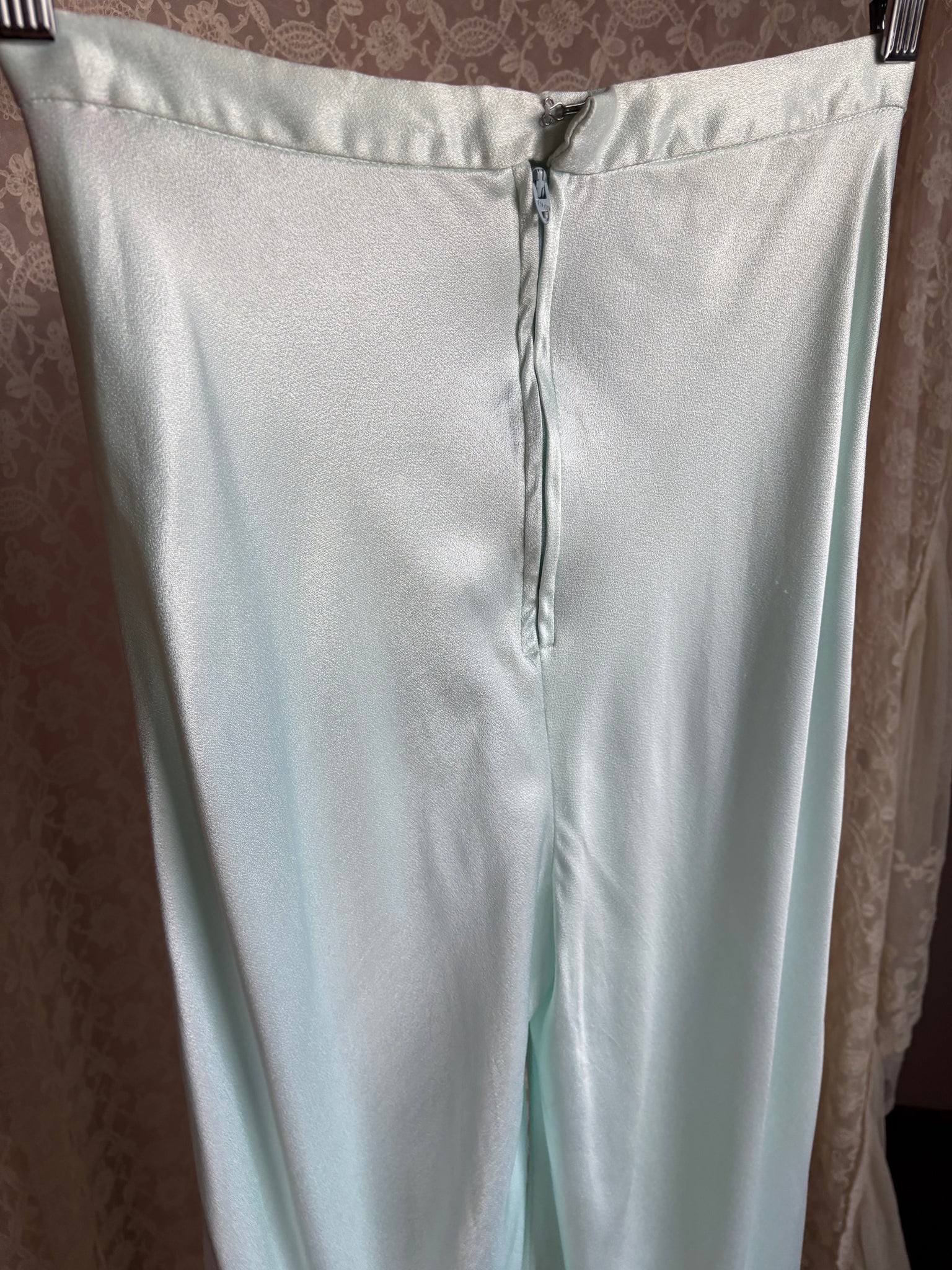 1970s Light Blue Satin Pants Wide Leg