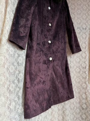 1990s Purple and Green Faux Fur Lightweight Coat Jacket