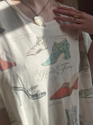 1990s Heels of Time Print Tee Shirt