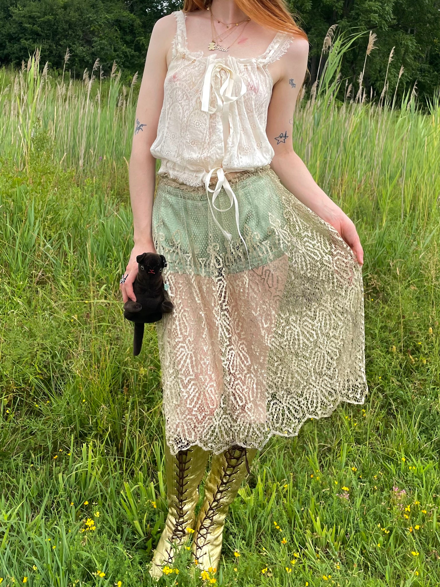 1900s Lace Ribbon Corset Cover White Top