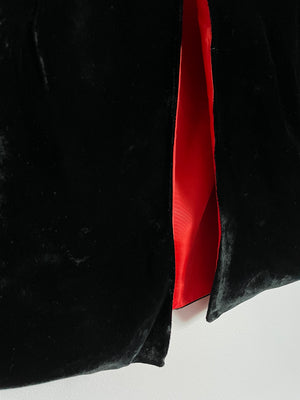 1970s Black Velvet Cape Lined in Red
