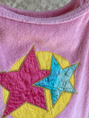 1970s Pink Star Satin Terrycloth Tank Top