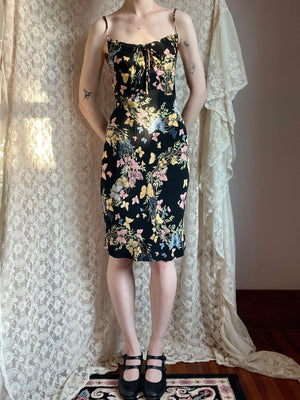 90s betsey johnson dress 90s Betsey Johnson Crushed Velvet Mini Dress-S/M La Poubelle Vintage