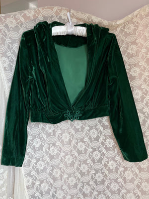 1970s Green Velvet Hoodie Jacket
