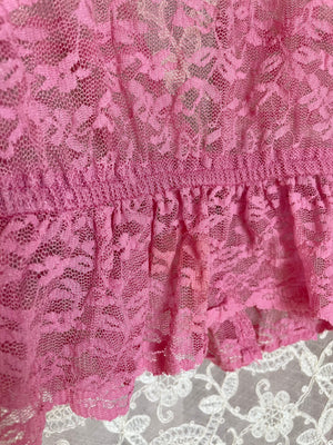 1970s Pink Mesh Blouse Lace Floral