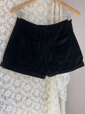 1970s Black Velvet Shorts Pocket