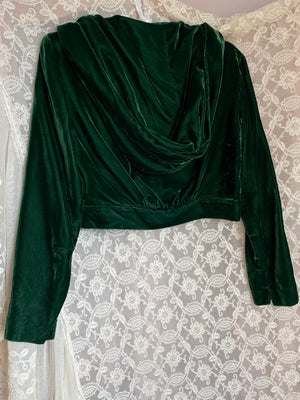 1970s Green Velvet Hoodie Jacket