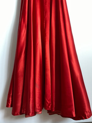 1950s Red Satin Dress Gown Full Circle