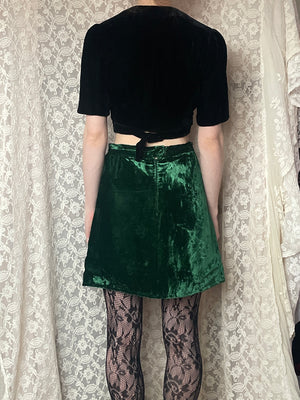 1970s Green Velvet Mini Skirt