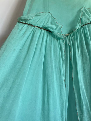 1920s Blue Silk Chiffon Sheer Fairy Dress