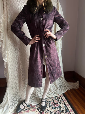 1990s Purple and Green Faux Fur Lightweight Coat Jacket