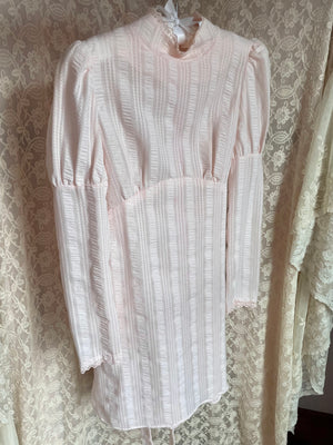 1970s Light Pink Puff Juliet Sleeve Mini Dress