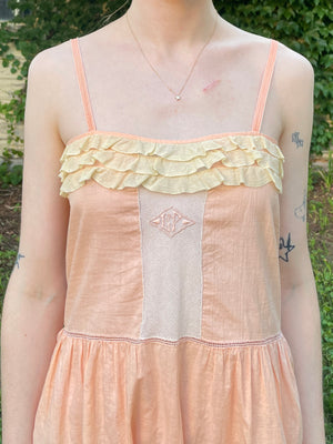 1930s Peach Ruffle Step In Monogram Cotton Teddy