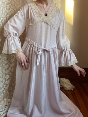 light purple long sleeve dress Plus Surplice Neck Long Sleeves Swiss Dot Belted Chiffon Party Dress