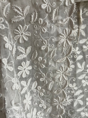 1930s White Floral Organza 3D Appliqué Bolero