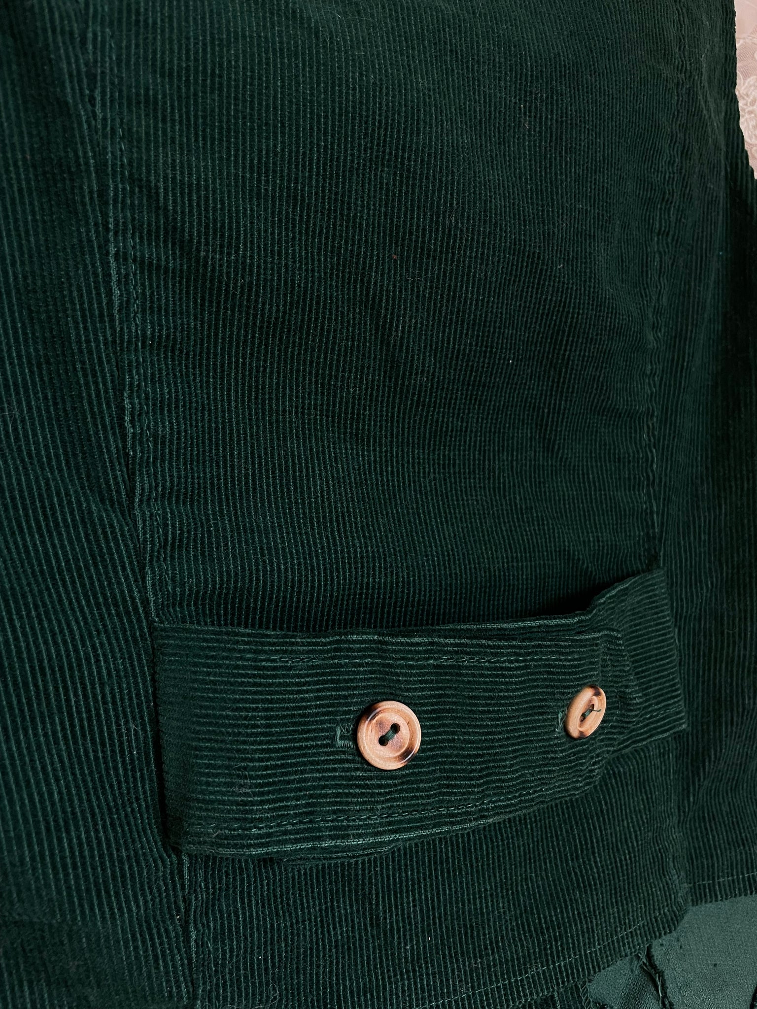 1970s Dark Green Emerald Corduroy Vest