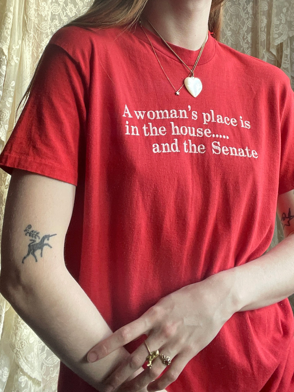 1970s A Woman’s Place Red Tee Shirt Short Sleeve