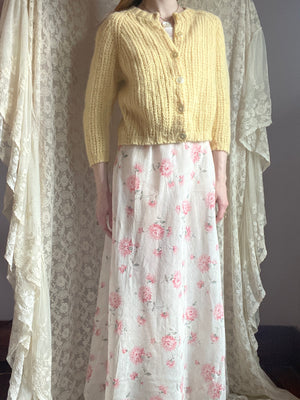 1970s Yellow Wool Cropped Cardigan Knit Sweater