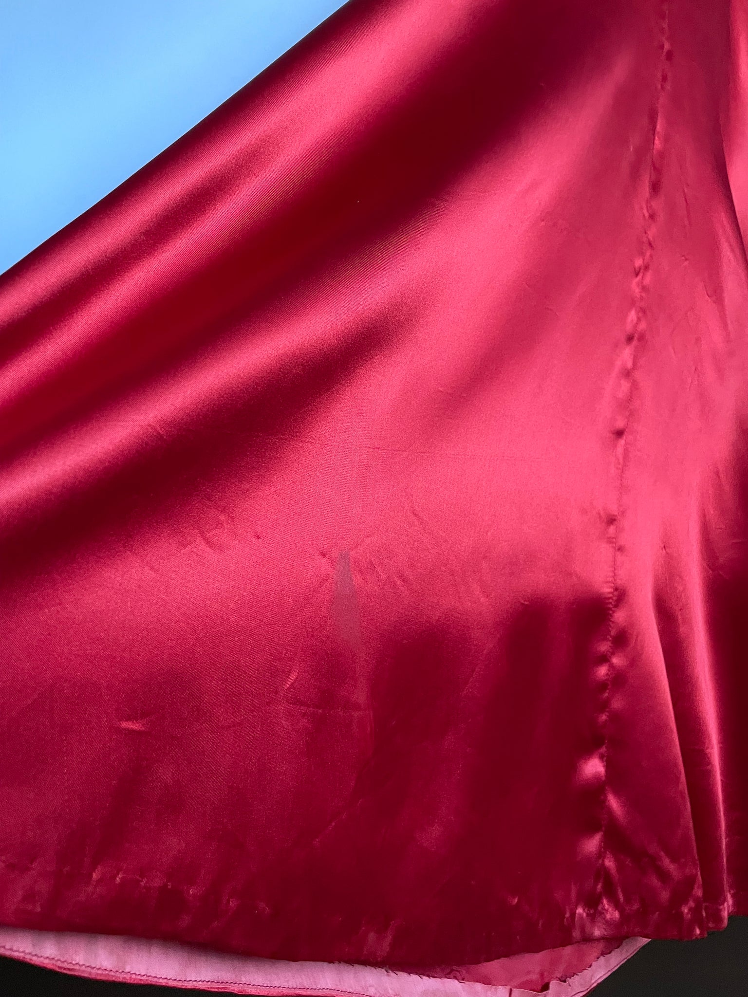 1950s Red Satin Dress Gown Full Circle