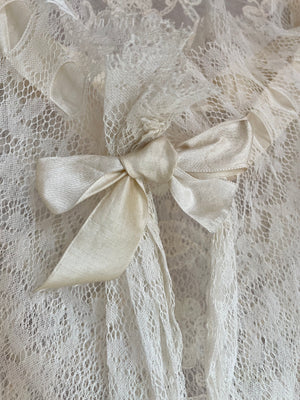 1900s Lace Corset Cover Cream Silk Original Ribbon