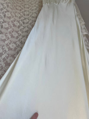 1940s Silk Chiffon Collar Bias Cut White Dress Bridal