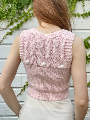 1980s Bunny Rabbit  Pink Novelty Knit Vest Tank Top