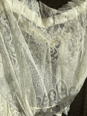 1900s Lace Corset Cover Cream Silk Original Ribbon