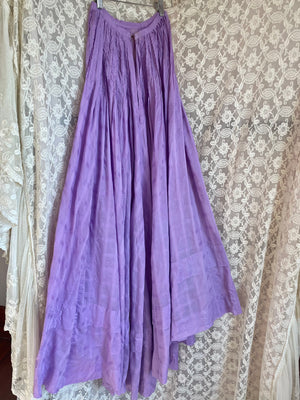 1900s Bow Emboridered Cotton Skirt Petticoat Hand Dyed Purple