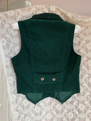 1970s Dark Green Emerald Corduroy Vest