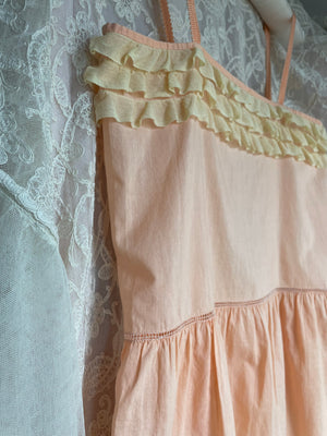 1930s Peach Ruffle Step In Monogram Cotton Teddy