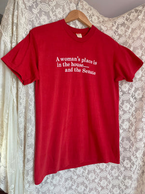 1970s A Woman’s Place Red Tee Shirt Short Sleeve