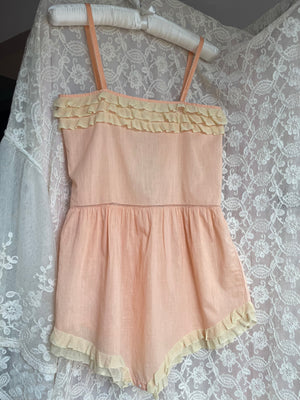 1930s Peach Ruffle Step In Monogram Cotton Teddy