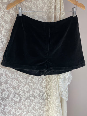 1970s Black Velvet Shorts Pocket