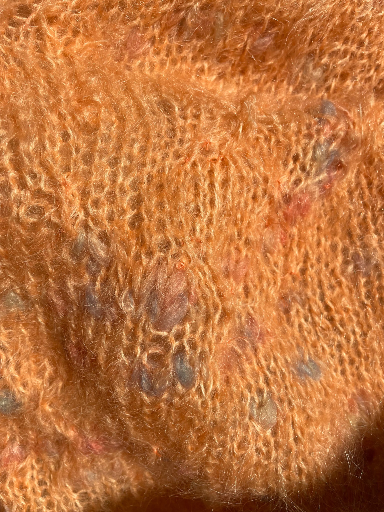 1980s Mohair Wool Fuzzy Cardigan Orange Pink Purple