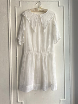 1910s White Sheer SIlk Organza Dress Collar
