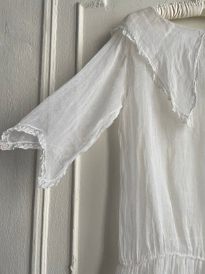 1910s White Sheer SIlk Organza Dress Collar