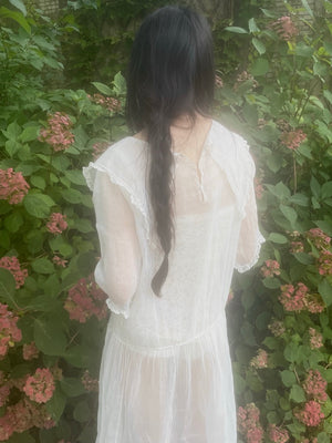 1910s White Sheer SIlk Organza Dress Collar