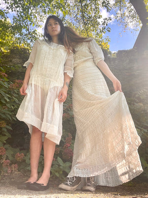 1910s White Sheer SIlk Organza Dress Collar