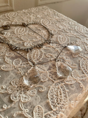 Crystal Layered Necklace of Vintage Materials