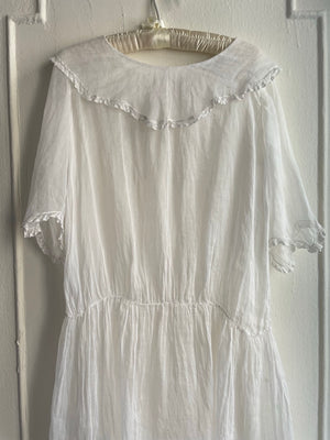 1910s White Sheer SIlk Organza Dress Collar