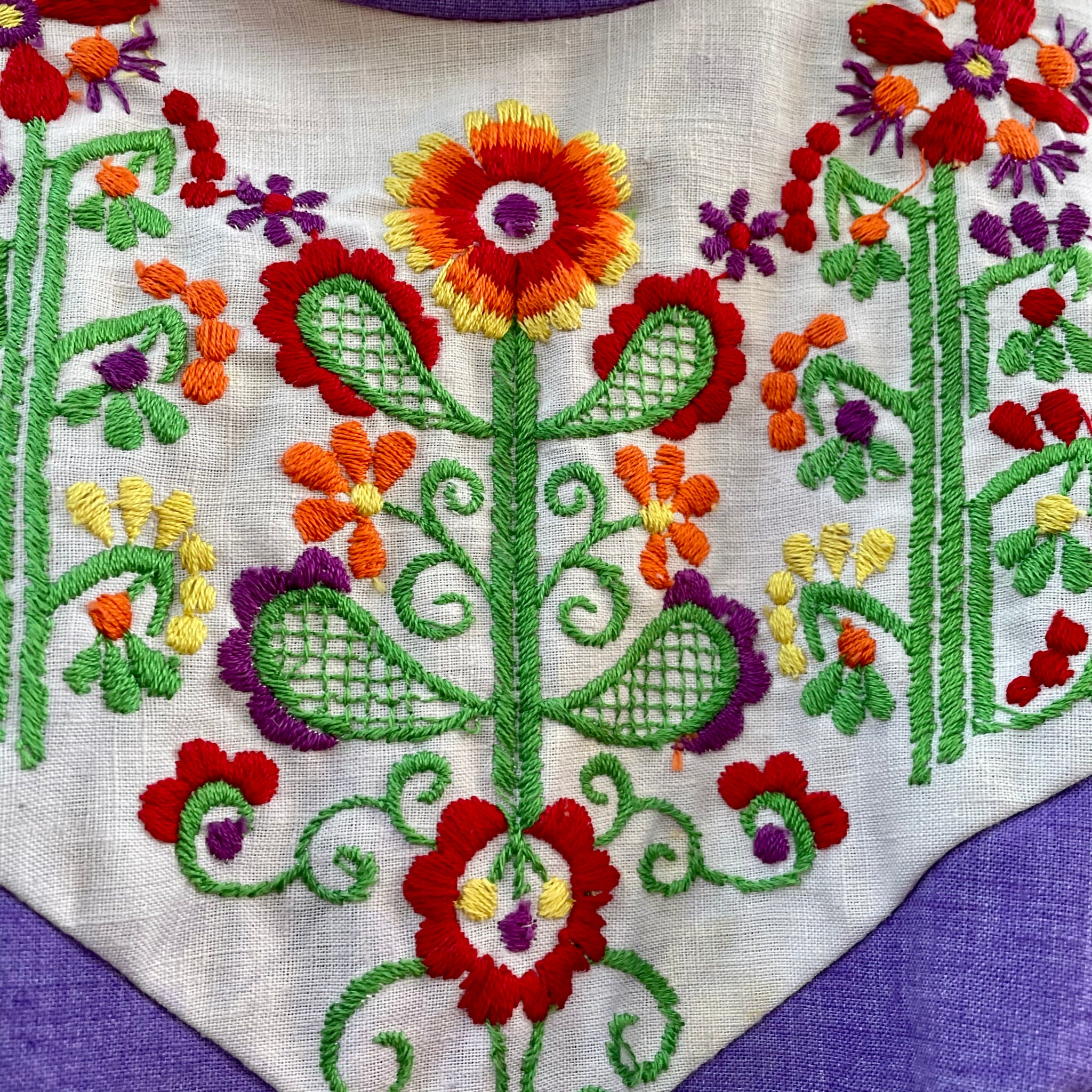 1970s Embroidered Floral Fairytale Dress
