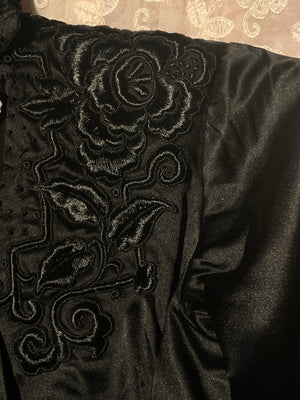 1900s Black Silk Bodice Jacket Floral