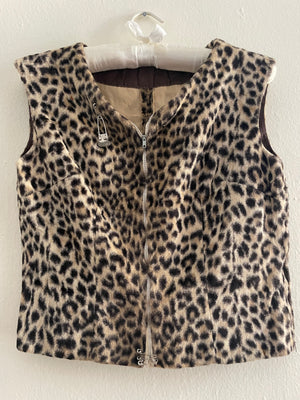 Vintage Handmade Leopard Zipper and Safety Pin Vest Top